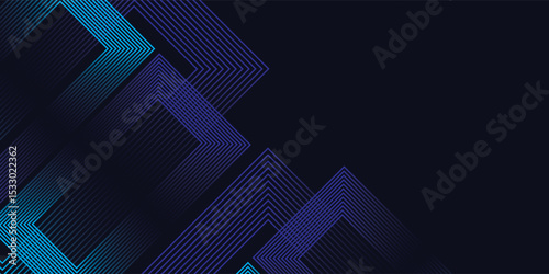 Simple abstract blue glowing geometric lines on dark background Modern shiny blue rounded glowing