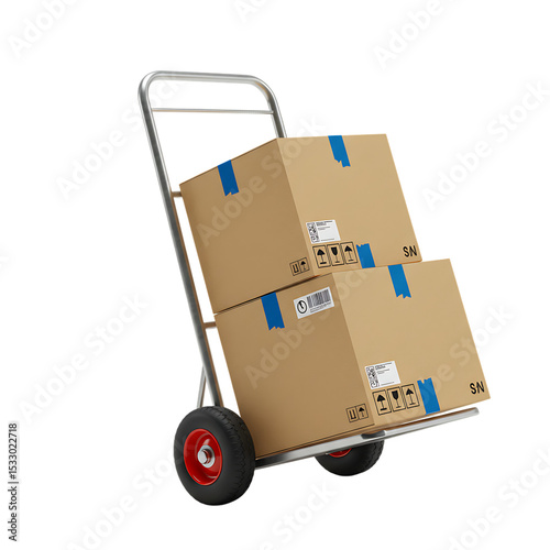 Warehouse Cart with Shipping Boxes Transparent Background


