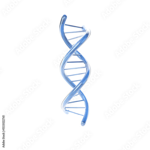 Blue DNA Double Helix Model on Transparent Background