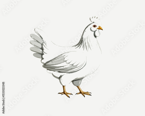 hen and chicken,hen and rooster,white chicken isolated on white