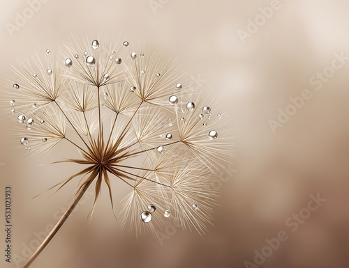 Sepia Dandelion with Water Droplets