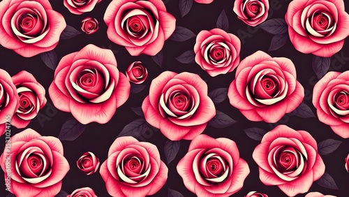 Red roses background on black