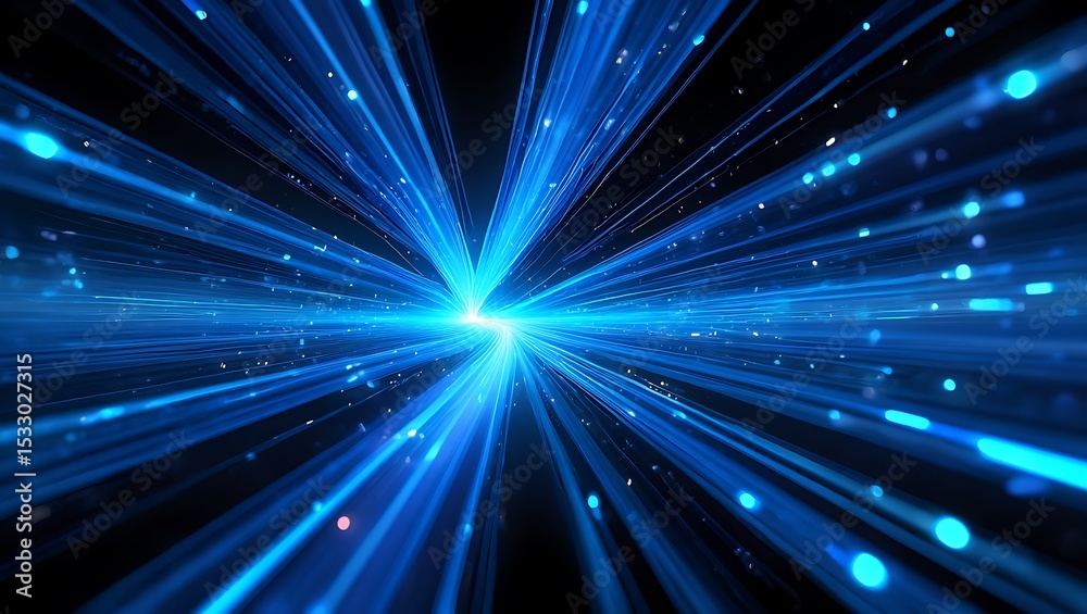 Naklejka premium Illuminating Cosmic Pathways Digital Light Rays Exploring Visual Reality