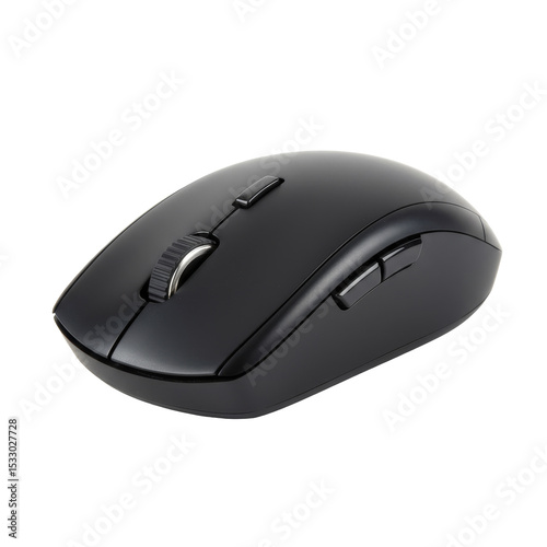 Black Computer Mouse Wireless isolated on transparent background, PNG 