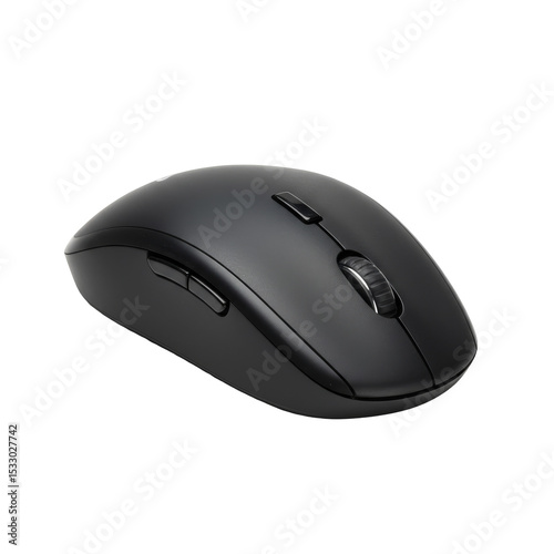 Black Computer Mouse Wireless isolated on transparent background, PNG 