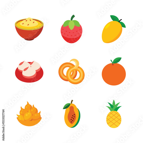food & fruit icons set