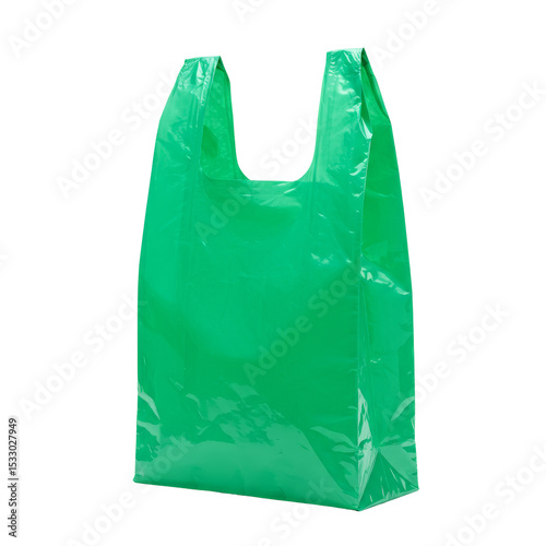 Green Plastic Bag isolated on transparent background, Green Shopping Pouch PNG 