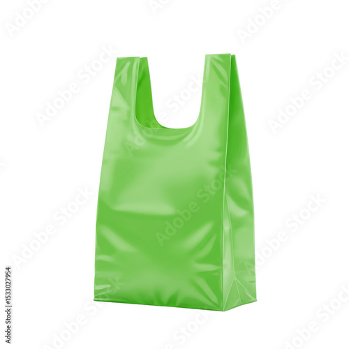 Green Plastic Bag isolated on transparent background, Green Shopping Pouch PNG 