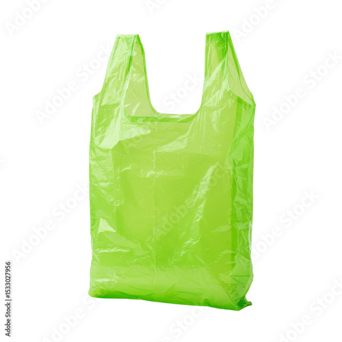 Green Plastic Bag isolated on transparent background, Green Shopping Pouch PNG 