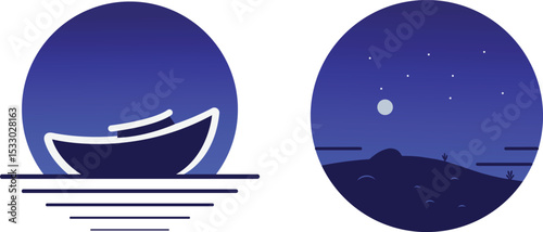 Night Gradients sky sticker vector art illustration
