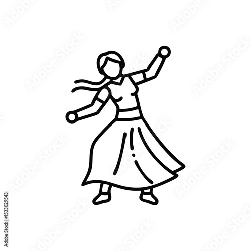 Woman in traditional dress joyfully dancing graceful movements