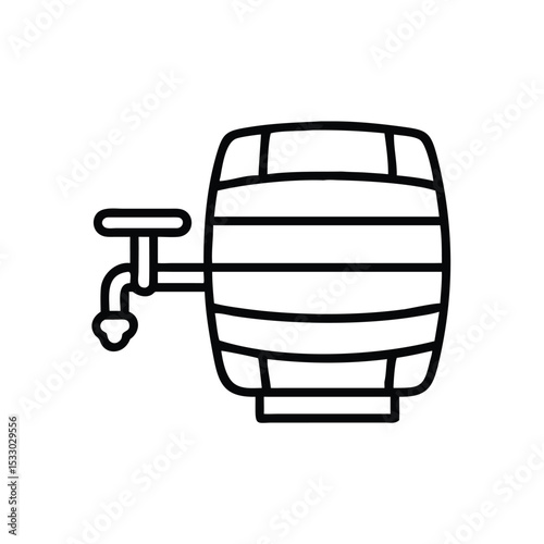 Wooden barrel with spigot beer wine alcohol beverage dispenser