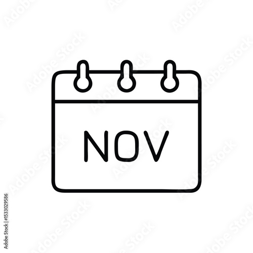 November calendar icon simple line design minimalist style