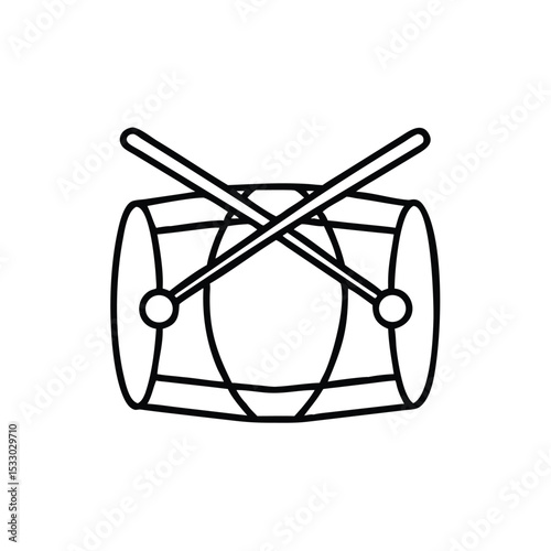 Drum with sticks line art illustration musical instrument percussion rhythm beat