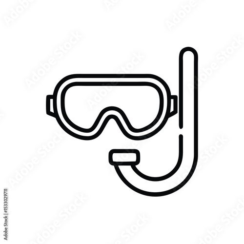 Snorkeling gear diving mask and snorkel line art icon