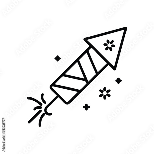 Festive firecracker rocket launching celebration party icon