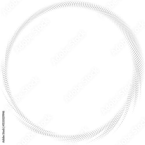 Circular shape with short dotted rays forming a vortex, covering half the circle with irregular rays.