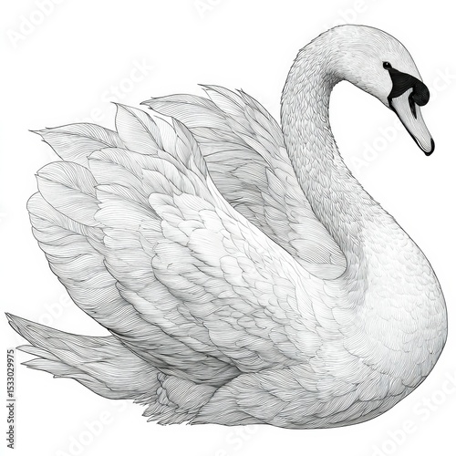 Elegant swan gracefully gliding on water surrounded by nature in a serene setting