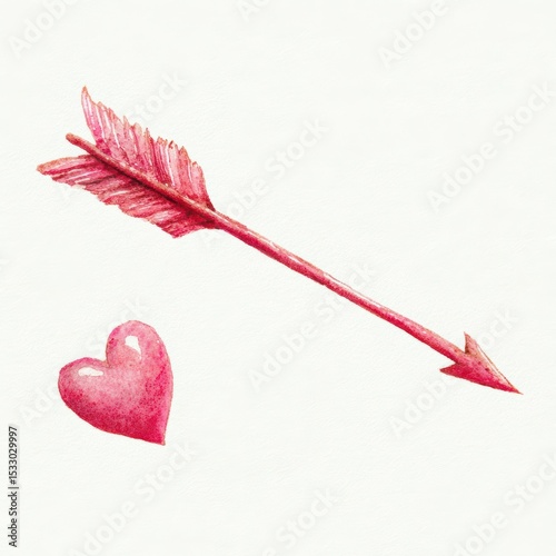 Valentine's Day design featuring a pink heart and arrow symbolizing love and affection