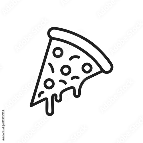 Delicious melted cheese pizza slice line art graphic