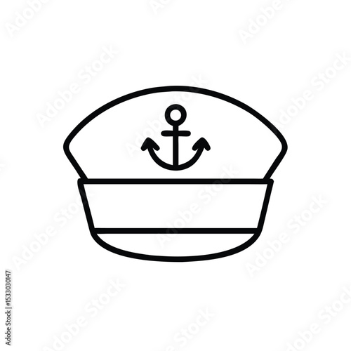 Captains hat nautical anchor icon line art design
