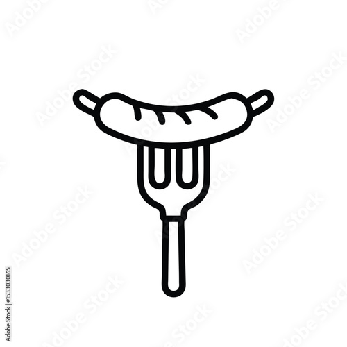 Grilled sausage on a fork simple line icon design