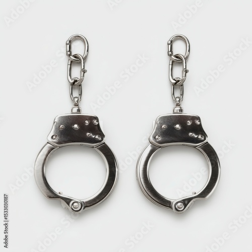 Handcuff earrings displayed on a white background, showcasing a unique fashion accessory for bold statements and edgy styles
