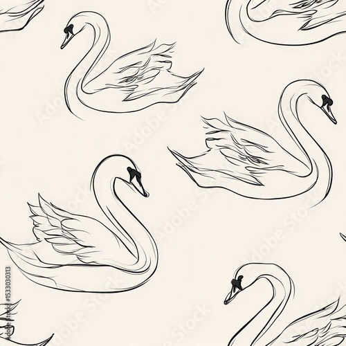 Elegant swan designs in repetitive patterns showcasing graceful movements on a soft background
