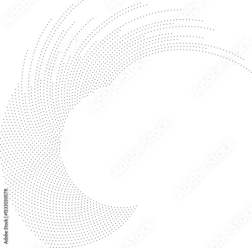 Irregular dotted rays in a semi-circle vortex pattern, covering only one quarter of the circle.