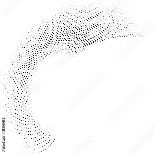 Semi-circular and irregular long rays with dotted lines and varying lengths forming a vortex.