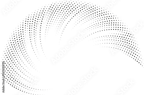 Semi-circular rays with dotted ends on the inside forming a vortex.