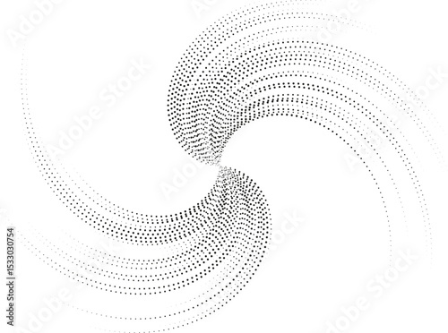Two long beams of dotted rays tapering outwards from the center, forming a vortex.