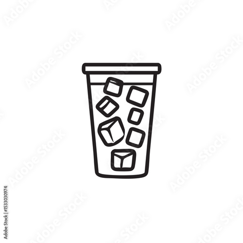 Refreshing cold drink with ice cubes in a disposable cup vector illustration