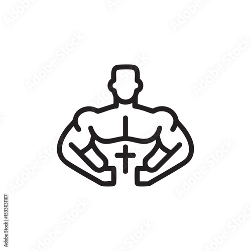 Fitness motivation with strong muscular figure for health promotion vector illustration