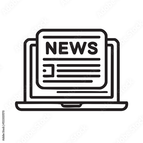 Digital news platform on a laptop for modern information consumption vector illustration