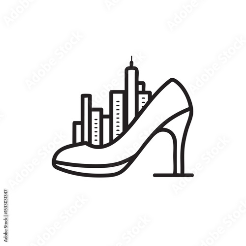 Fashion meets urban style with high heel and skyline design vector illustration