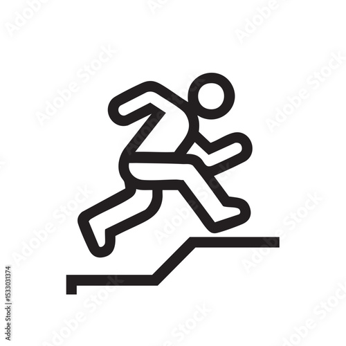 Running figure ascending stairs for fitness motivation and activities vector illustration