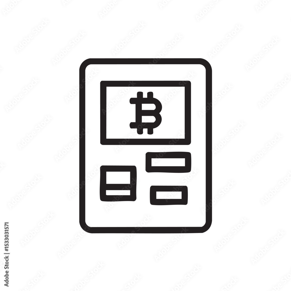 Bitcoin ATM machine for cryptocurrency exchange transactions vector illustration Bitcoin ATM machine for cryptocurrency exchange transactions vector illustration