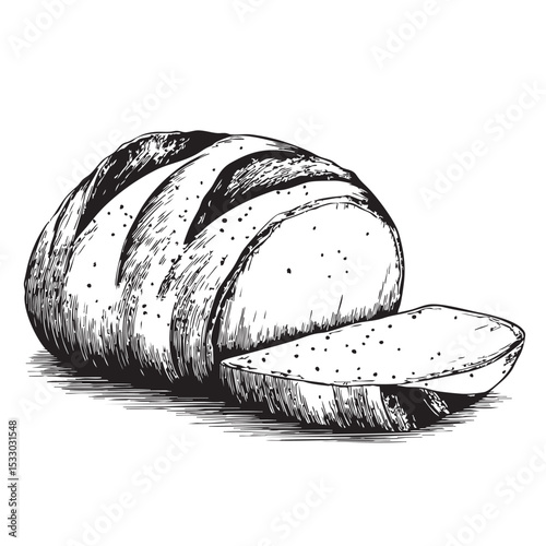 Freshly baked artisan bread on a wooden surface vector illustration