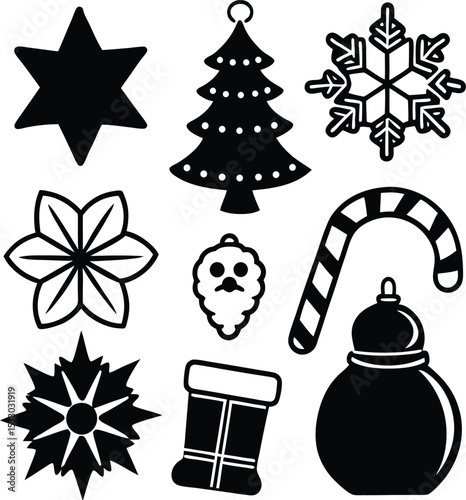 Traditional Christmas Vector Set Isolated Icons
