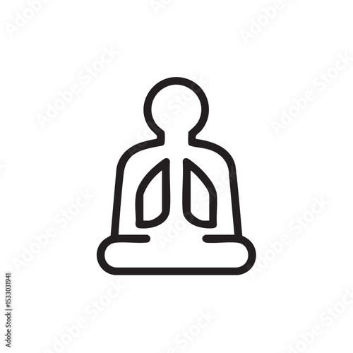 Minimalist outline of a meditating figure with lungs for tranquility