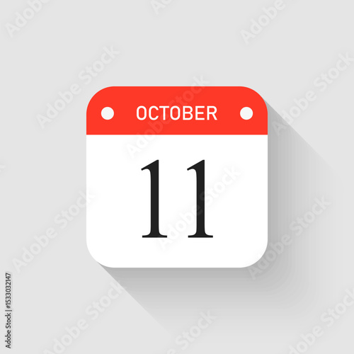 Vector icon page day calendar - 11 October month