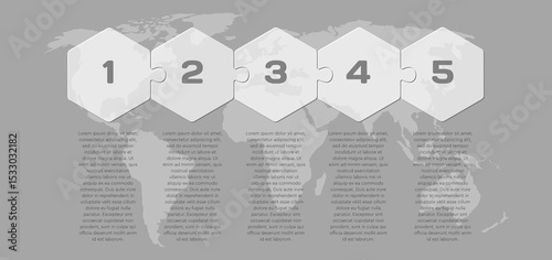 Puzzle diagram infographic process on 5 steps