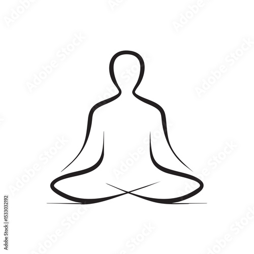 Minimalist design of a person meditating for mindfulness focus vector illustration