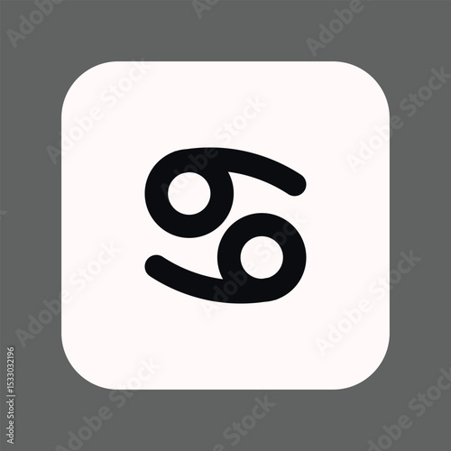 Zodiac horoscope. Cancer astrological icon symbol. Stylized star sign esoteric. Simple line vector illustration.