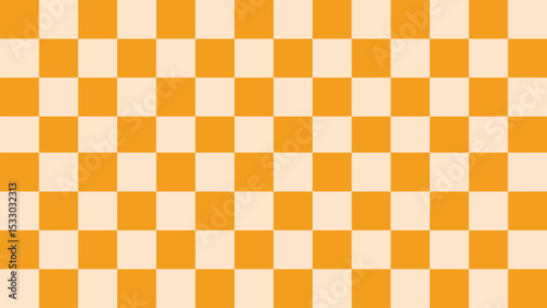 Orange Checkerboard Retro Background