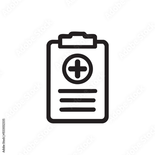 Medical report clipboard with plus sign for healthcare purpose vector illustration