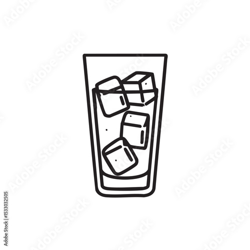 Refreshing beverage in a tall glass with ice cubes vector illustration