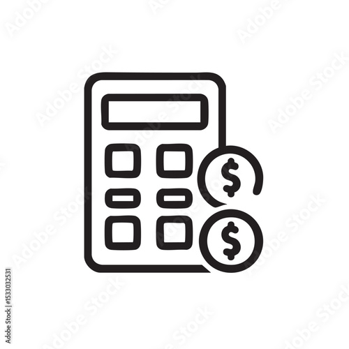 Calculator and coins for budgeting and financial planning purposes vector illustration