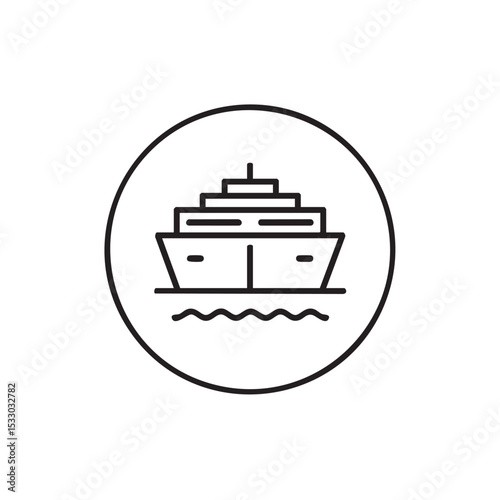 Cruise ship icon in circular design for maritime themes and branding vector illustration